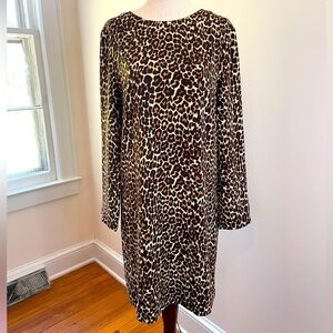 J. Crew Classic Animal Print Long Sleeve Dress Size 6